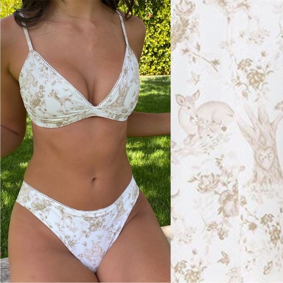 NEW Frankies Bikinis Gigi Hadid Dawson Cheeky Bikini Bottom Yomi Toile Tan XL - Picture 1 of 16